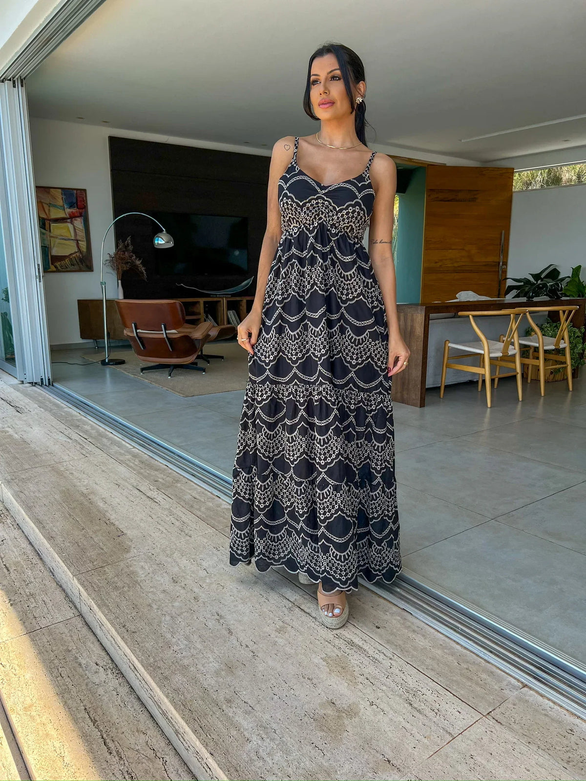 Vestido Camila de Laise Bicolor Preto