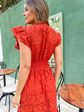 Vestido Pérola Longo de Laise Terracota