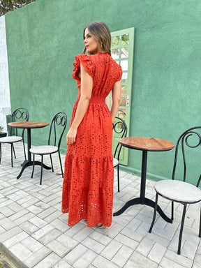 Vestido Pérola Longo de Laise Terracota