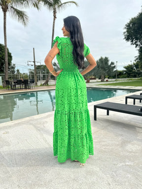 Vestido Pérola Longo de Laise Verde Primavera