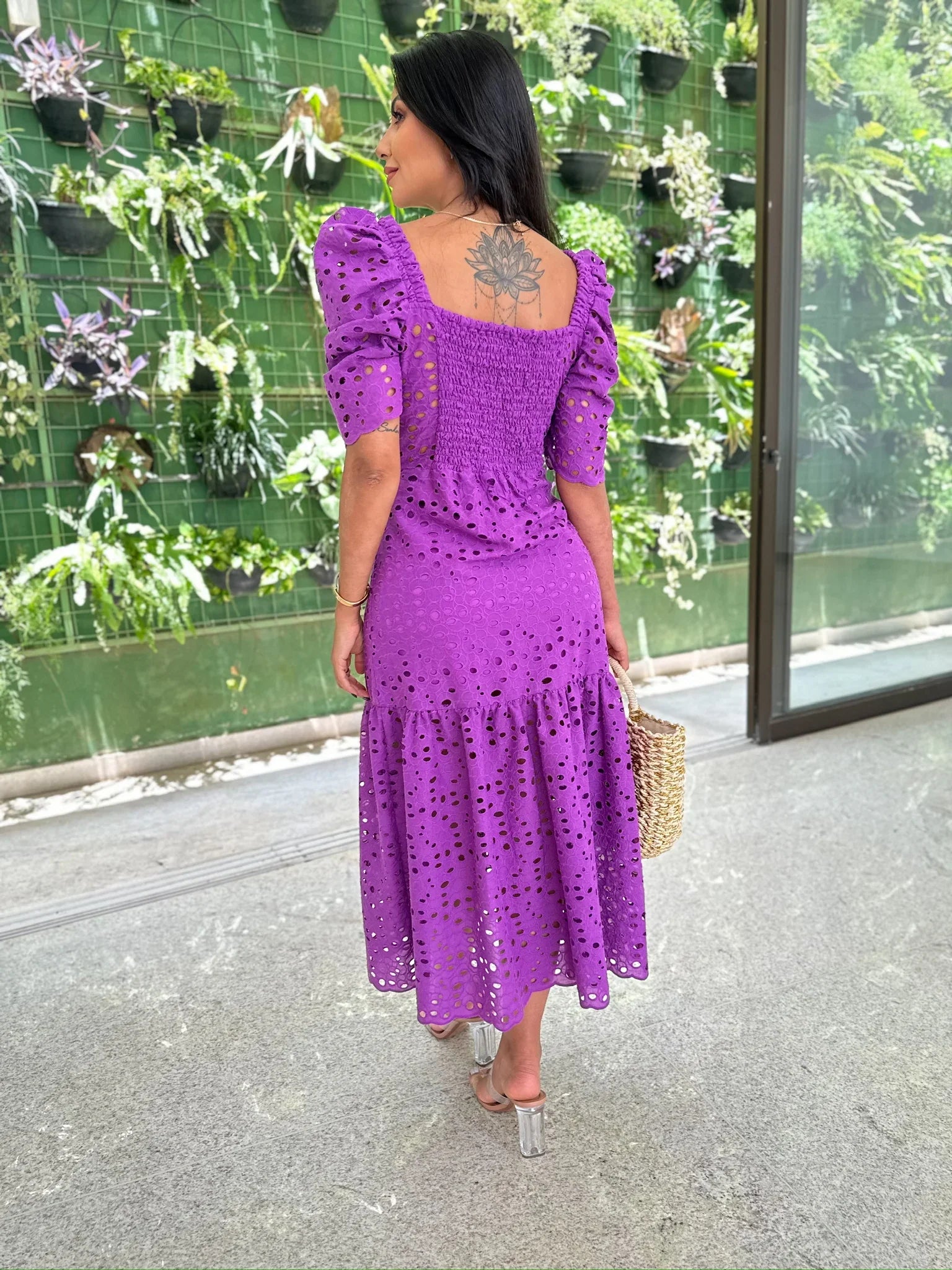 Vestido Midi Graça de Laise Uva