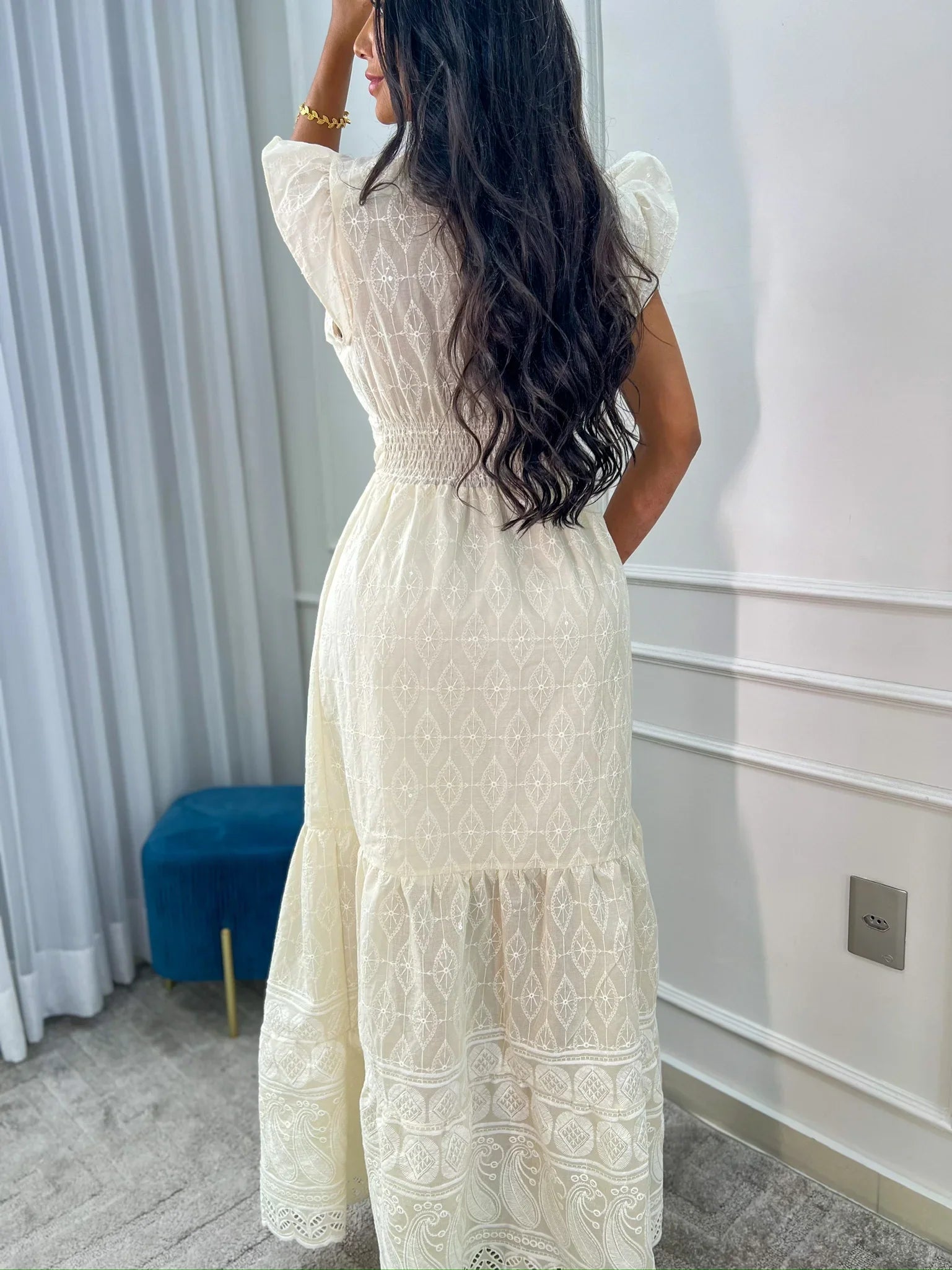 Vestido Glória Longo de Laise Areia