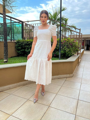 Vestido Midi Graça de Laise Branco