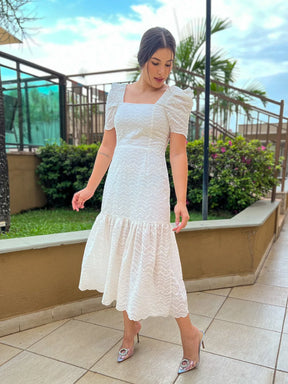 Vestido Midi Graça de Laise Branco