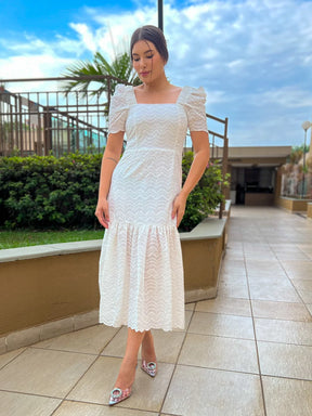 Vestido Midi Graça de Laise Branco