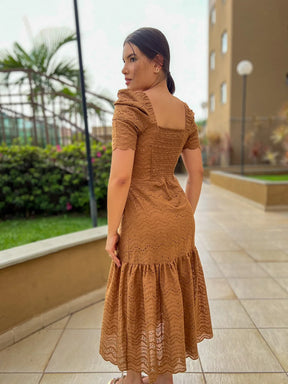 Vestido Midi Graça de Laise Camel