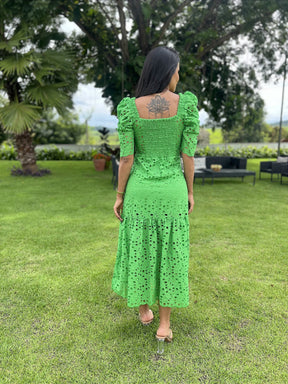 Vestido Midi Graça de Laise Verde Primavera